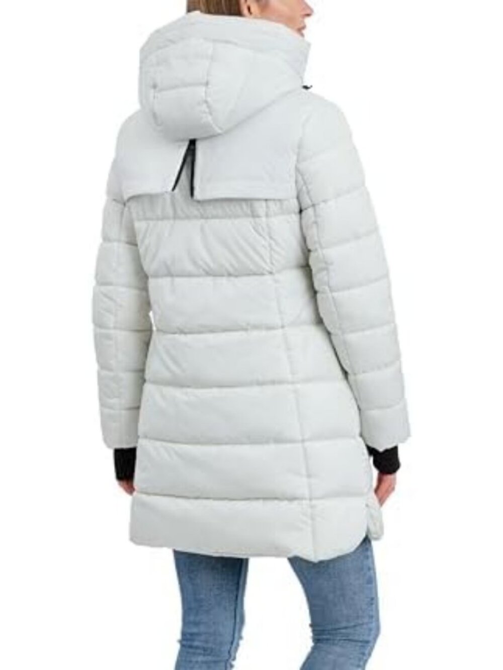 Heavyweight Plaid Hooded Puffer Jacket for Women - Warm & Stylish Outerwear - Picture 4 of 4